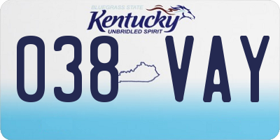 KY license plate 038VAY