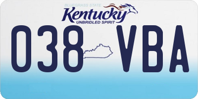 KY license plate 038VBA