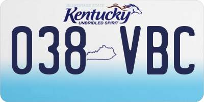 KY license plate 038VBC