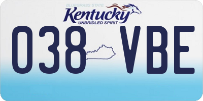 KY license plate 038VBE