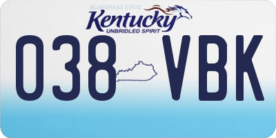 KY license plate 038VBK