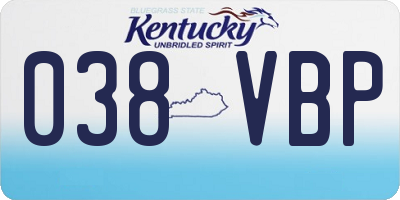 KY license plate 038VBP