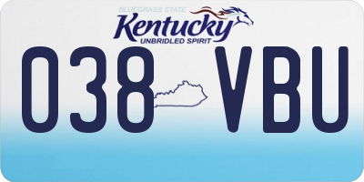 KY license plate 038VBU