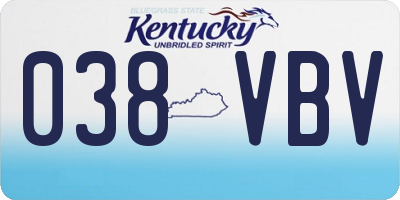 KY license plate 038VBV