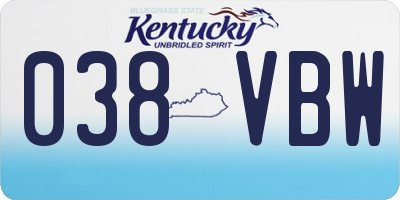 KY license plate 038VBW