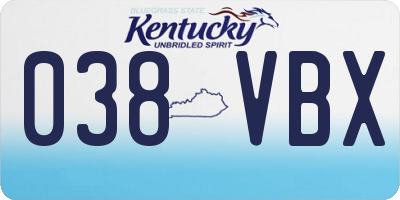 KY license plate 038VBX