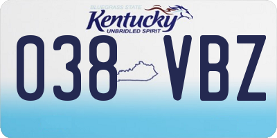 KY license plate 038VBZ