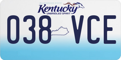 KY license plate 038VCE