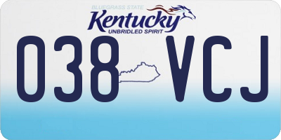 KY license plate 038VCJ
