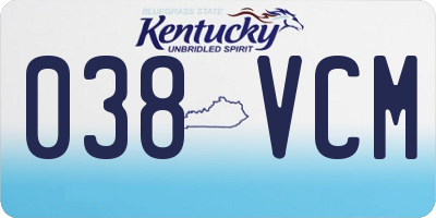 KY license plate 038VCM