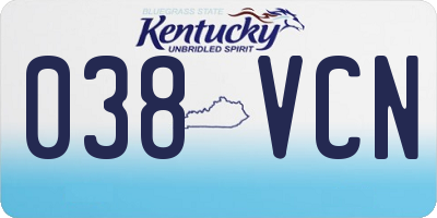 KY license plate 038VCN