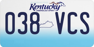 KY license plate 038VCS