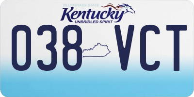 KY license plate 038VCT
