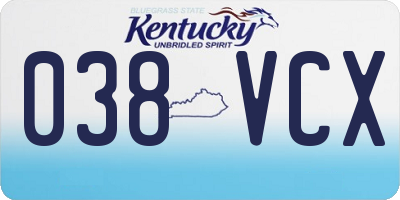 KY license plate 038VCX
