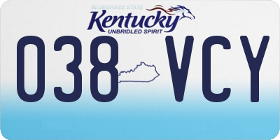 KY license plate 038VCY
