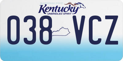 KY license plate 038VCZ