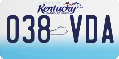 KY license plate 038VDA