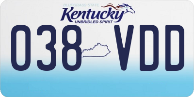 KY license plate 038VDD