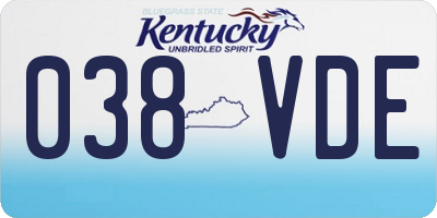 KY license plate 038VDE