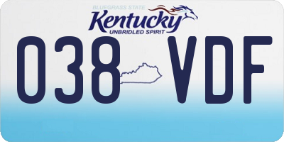 KY license plate 038VDF