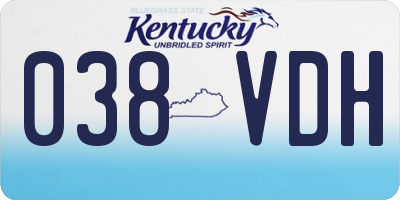 KY license plate 038VDH