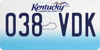 KY license plate 038VDK