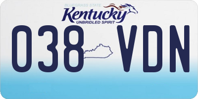 KY license plate 038VDN