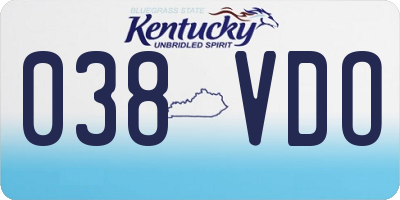 KY license plate 038VDO