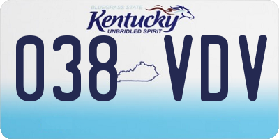 KY license plate 038VDV
