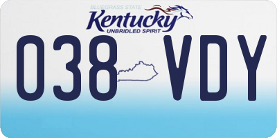 KY license plate 038VDY