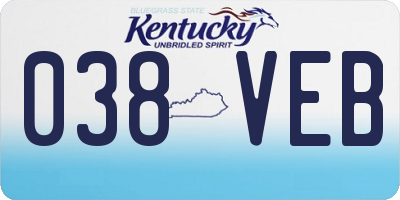 KY license plate 038VEB