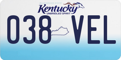 KY license plate 038VEL