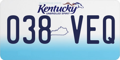 KY license plate 038VEQ
