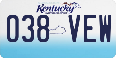 KY license plate 038VEW