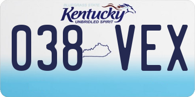 KY license plate 038VEX