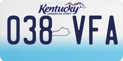 KY license plate 038VFA