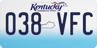 KY license plate 038VFC