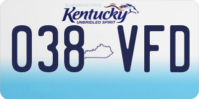KY license plate 038VFD