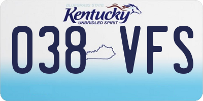 KY license plate 038VFS