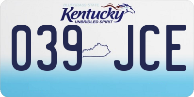 KY license plate 039JCE