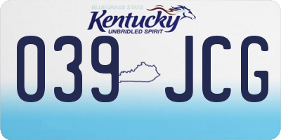 KY license plate 039JCG