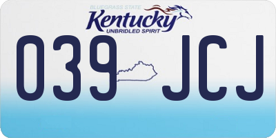 KY license plate 039JCJ