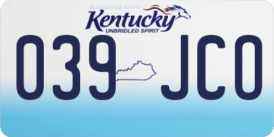 KY license plate 039JCO