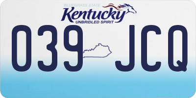 KY license plate 039JCQ