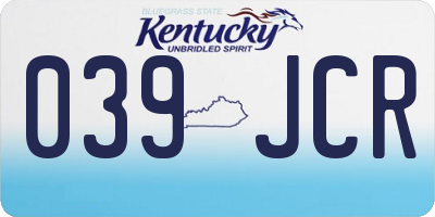 KY license plate 039JCR