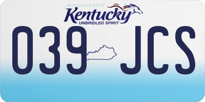 KY license plate 039JCS