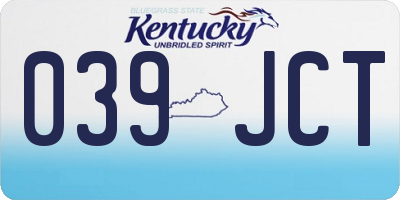 KY license plate 039JCT