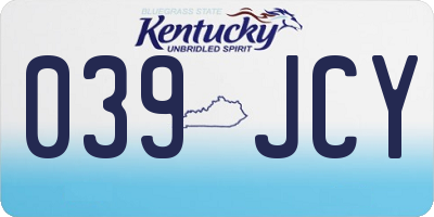 KY license plate 039JCY