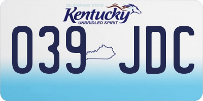 KY license plate 039JDC