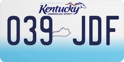 KY license plate 039JDF